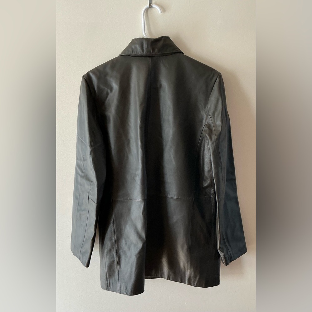 Bernardo Dark Brown Leather Jacket Button Front S… - image 3